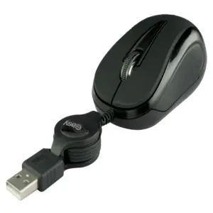 MOUSE MINI ALAMBRICO RETRACTIL OPTICO 1000 DPI CONECTOR USB EASY LINE BY PERFECT CHOICE - NEGRO