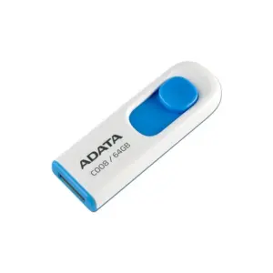 MEMORIA ADATA 64GB USB 2.0 C008 RETRACTIL BLANCO-AZUL (AC008-64G-RWE)