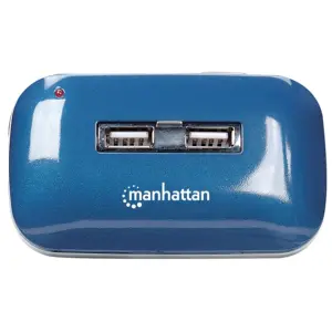 HUB USB,MANHATTAN,161039, V2.0  7 PTOS AZUL CON FUENTE