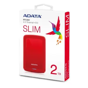 DISCO DURO EXTERNO ADATA HV300 2TB PORTATIL 2.5 USB 3.2 WINDOWS MAC LINUX DASHDRIVE SLIM COLOR ROJO AHV300-2TU31-CRD