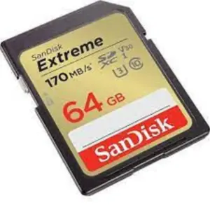 MEMORIA SANDISK SDXC 64GB EXTREME 170MB/S 4K CLASE 10 U3 V30 SDSDXV2-064G-GNCIN