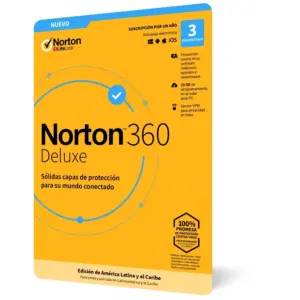 Norton 360 Deluxe, Total Security, 3 Dispositivos, 1 Año Caja