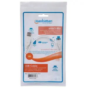 CABLE USB,MANHATTAN,323897, V2 A-MICRO B, BOLSA PVC 1.0M BLANCO
