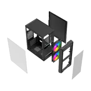 Gabinete Acteck Doom Ultra Crystal GI750C Mini Torre Paneles de Cristal Templado Fuente de Poder ATX 500W Incluida