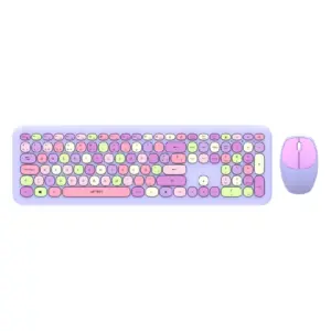 KIT 2 EN 1 TECLADO Y MOUSE INALAMBRICO CREATOR CHIC MK47 / 110 TECLAS / MEMBRANA / RATON OPTICO / USB 2.4 GHZ / 2 BOTONES SCROLL / MORADO / AC-935173
