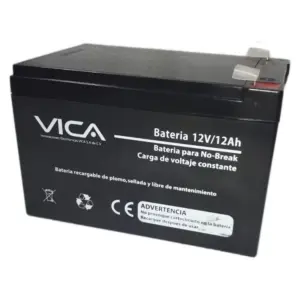 BATERIA DE REEMPLAZO VICA 12V 12AH, GENERICA COMPATIBLE CON EL 80% DE NO BREAKS DE OTRAS MARCAS, 1 AÑO DE GARANTIA