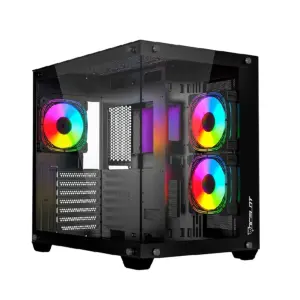 GABINETE OCELOT GAMING A-CUBE 1 / MID TOWER / ATX, M-ATX, ITX / PANEL LATERAL Y FRONTAL DE CRISTAL TEMPLADO / INCLUYE 3 VENTILADORES / ENFRIAMIENTO LIQUIDO HASTA 360MM / GPU HASTA 410MM / COLOR NEGRO