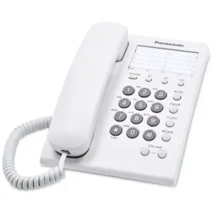 TELEFONO PANASONIC KX-TS550MEW ALAMBRICO BASICO UNILINEA CON MARCADOR RAPIDO DE 10 NUMEROS CONTROL DE VOLUMEN DE 4 NIVELES BLANCO