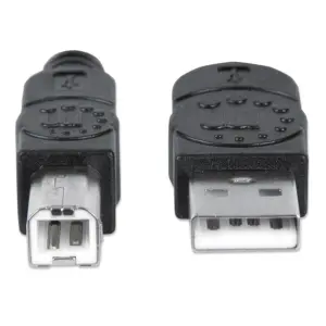 CABLE USB,MANHATTAN,337779, V2.0 A-B 5.0M, ALTA VELOCIDAD,NEGRO