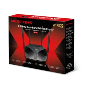 ROUTER | MERCUSYS | MR70X | WIFI 6 | AX1800 DUAL BAND 1201 MBPS EN 5GHZ Y 574 MBPS EN 2.4 GHZ, 1 PUERTO WAN GIGABIT + 3 PUERTOS LAN GIGABIT,4 ANTENAS MULTIDIRECCIONALES