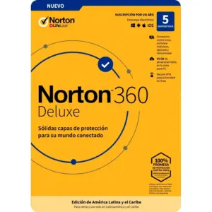 Norton 360 Deluxe, Total Security, 5 Dispositivos, 1 Año Caja