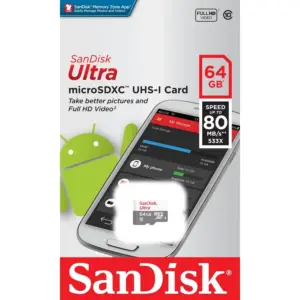 MEMORIA SANDISK MICRO SDXC 64GB ULTRA 100MB/S CLASE 10 C/ADAPTADOR SDSQUNR-064G-GN3MA