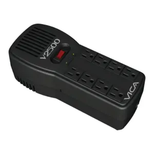 REGULADOR ELECTRONICO DE VOLTAJE VICA V2500 2500VA / 1500W, 8 TOMAS NEMA 5-15R REGULADAS Y CON SUPRESOR DE PICOS, PUERTOS RJ11 Y RJ45, 5 AÑOS DE GARANTIA