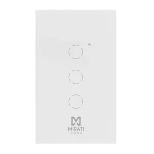 Apagador Inteligente de Pared Mirati de 3 Apagadores Touch WiFi 2.4Hz Bluetooth, Compatible con Android E Ios