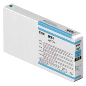 CARTUCHO EPSON MODELO T55K ULTRACHROME HD / HDX CYAN CLARO, PARA PLOTTER P6000/ P7000/ P8000/ P9000 (700 ML)