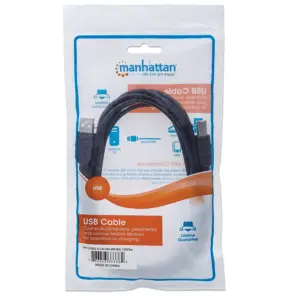 CABLE USB,MANHATTAN,33382, V2.0 A-B 3.0M, NEGRO