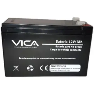 BATERIA DE REEMPLAZO VICA 12V 7AH, GENERICA COMPATIBLE CON EL 80% DE NO BREAKS DE OTRAS MARCAS, 1 AÑO DE GARANTIA