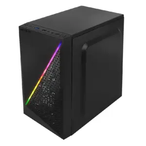 GABINETE ACTECK KIOTO GC460 / MINI TORRE / MICRO ATX, MINI ITX / FUENTE 500W / ILUMINACION RGB / PANEL ACRILICO, METAL / NEGRO / AC-933070