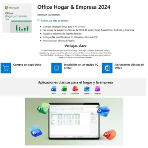 Esd Office Home And Business 2024, Licencia Perpetua, Descarga Digital, 1 Usuario, PC o Mac