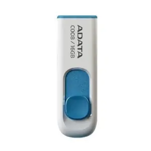 MEMORIA ADATA 16GB USB 2.0 C008 RETRACTIL BLANCO-AZUL (AC008-16G-RWE)