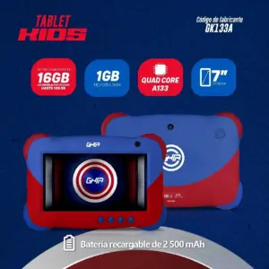 Tablet Ghia 7 Kids-A133 Quadcore-1GB RAM-16GB, 2CAM-WiFi-Bluetooth-2500mAh-Android 11 Go, Azul