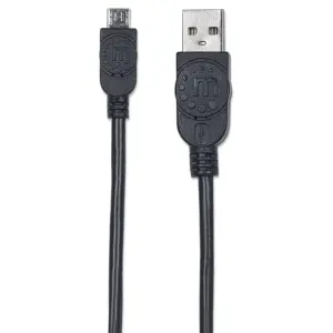 CABLE USB,MANHATTAN,325684, V2 A-MICRO B, BOLSA PVC 3.0M NEGRO