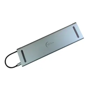 DOCKING STATION EC LINE EC-BYL-2003U2, 12 EN 1, GRIS, USB-C MACHO, HDMI 4K, VGA, USB-A, USB-C PD 100 W, RJ45, LECTOR SD/MICRO-SD, AUDIO 3.5 MM