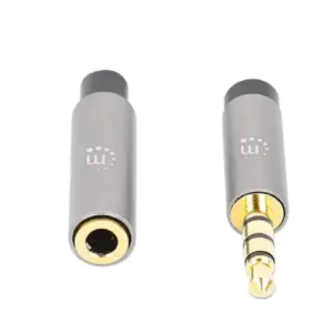 CABLE AUDIO ESTEREO, MANHATTAN, 356046, 3.5MM EXTEN. M-H 3.0M NEGRO/ALUMINIO PLATEADO