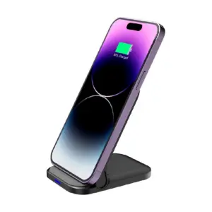 CARGADOR DE ESCRITORIO ACTECK ENERGON S-MATE CI710 / PARA CELULAR / INALAMBRICO QI  CARGA RAPIDA / 15 W - 5 W / PLEGABLE / CARGA SIMULTANEA / USB TIPO C / NEGRO / AC-937160