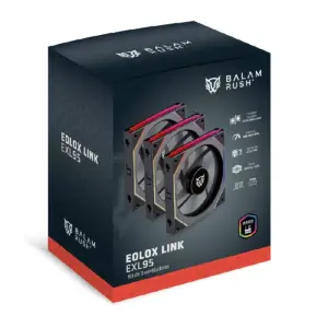 KIT 3 VENTILADORES BALAM RUSH EOLOX LINK EXL95/ FLUJO DE AIRE OPTIMO / VELOCIDAD 1800 RPM / SILENCIO CON PODER / CONEXIÓN DAISY-CHAIN / RGB / NEGRO / BR-942089