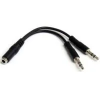 Adaptador Divisor de Audio para Audífonos 2X Mini-Jack de 3.5mm de 3 Pines a Mini-Jack de 4 Pines Auriculares Negro StarTech.com