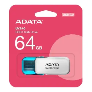 MEMORIA ADATA 64GB USB 2.0 UV240 BLANCO- AZUL (AUV240-64G-RWH)
