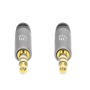 CABLE AUDIO,MANHATTAN,355995, ESTEREO 3.5MM M-M 2.0M NEGRO/ALUMINIO PLATEADO