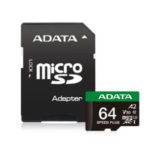 MEMORIA ADATA MICROSDXC SPEED PLUS 64GB CL10 CON ADAPTADOR (UD64GUI3V30A2SP-RA1)