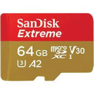 MEMORIA SANDISK MICRO SDXC 64GB EXTREME 170MB/S 4K CLASE 10 A2 V30 C/ADAPTADOR SDSQXAH-064G-GN6MA