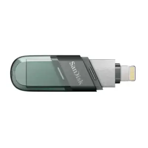MEMORIA SANDISK 256GB IXPAND FLASH DRIVE FLIP PARA IPHONE/IPAD LIGHTNING/USB 3.1 METLICA CON TAPA DE PLASTICO SDIX90N-256G-GN6NE