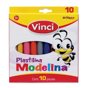 Plastilina Modelina Vinci Caja con 10 Barritas de Colores Surtidos