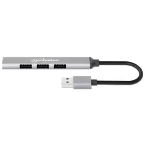 Hub Manhattan USB-A V2.0 3 Ptos y V3.0 1 Pto Aluminio