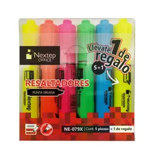 Marcador Nextep Resaltador Juego de 5 Colores Punta Cincel 4mm