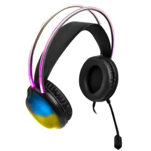 Diadema Gamer Perfect Choice Transparente RGB Helumo ANC 1.8m Alámbrico 3.5mm PVC