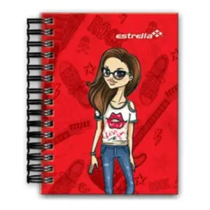 Libreta ESTRELLA 1/8 Espiral Doble WIRE-O Pasta Dura Raya 80 Hojas