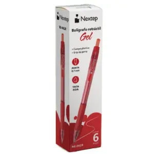 Boligrafo Nextep Gel Retractil Mediano 0.7mm Rojo c/6