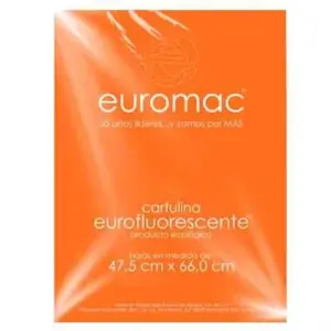 CARTULINA EUROMAC FLUORESCENTE NARANJA 47.5X66CM C/10