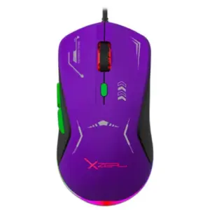 Mouse Gamer XZ-401 RGB 7 200 Dpi 6 botones Conexion USB 1.5m Morado-Verde