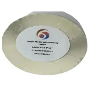 Papel Six Graphics Bopp Blanco Brillante Adhesivo Acrilico Respaldo 4 x 6" Core 3 960 Etiquetas