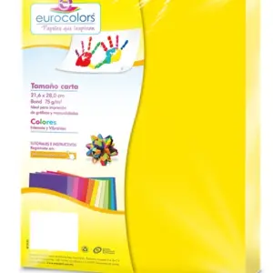 Papel Cortado Eurocolors Carta Amarillo Neon C/100