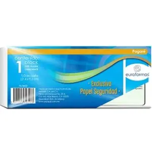 PAGARE EUROFORMAS PAPEL SEGURIDAD 21.6X9.3 CMS 100H