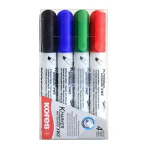 MARCADOR KORES P/PIZARRON BLANCO C/4 COLORES