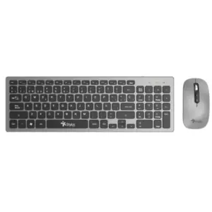 Kit Teclado y Mouse Inalámbrico Stylos Recargable 2 en 1 Gris Teclado 96% Membrana 96 Teclas Conexión USB