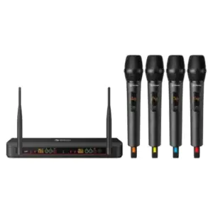 Sistema de 4 Micrófonos Steren Inalámbricos UHF c/Selección Auto 10dBm